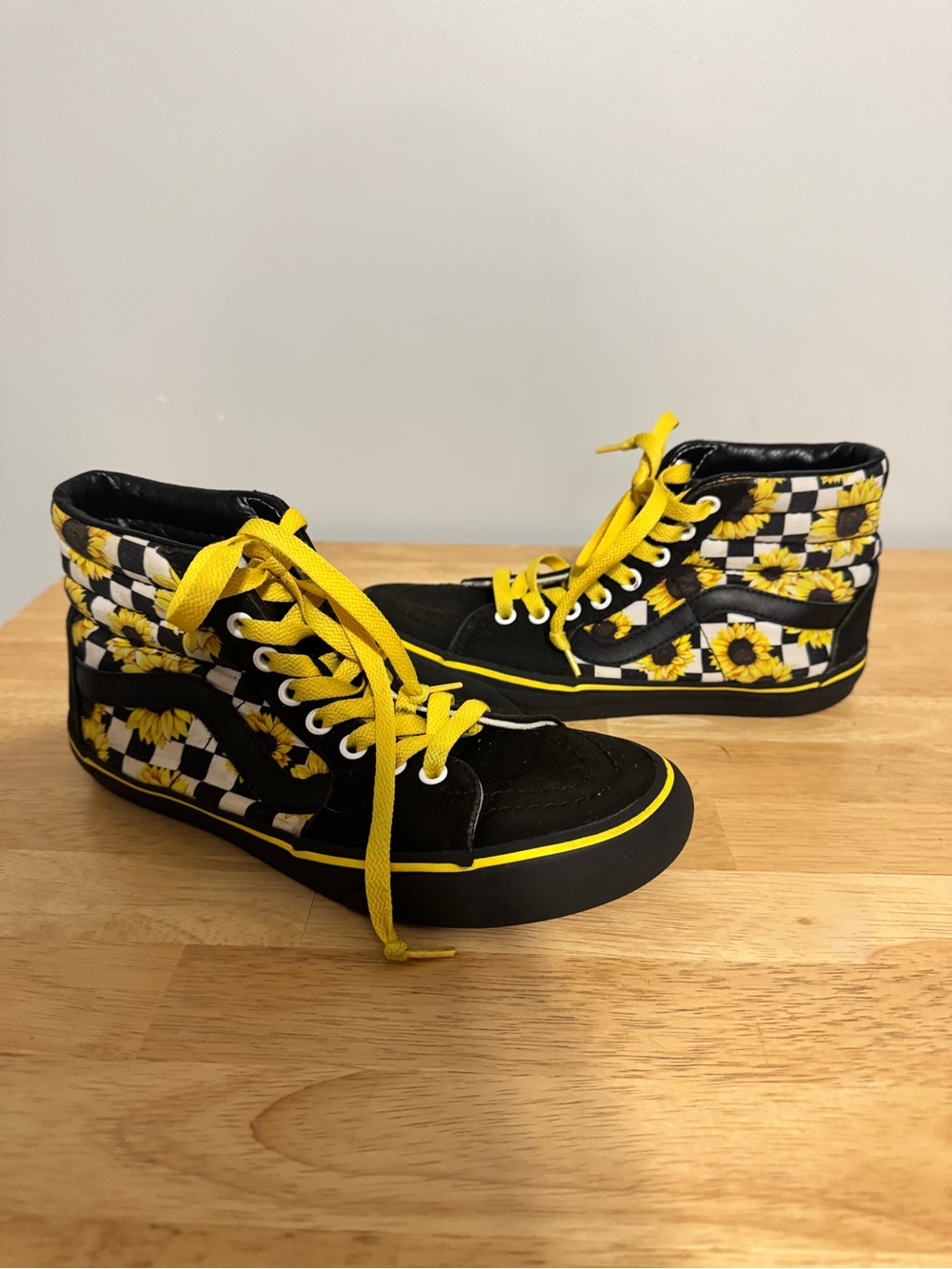 Vans Sk8-Hi Sunflower Checkerboard High-Top Sneakers - Womens Size 7.5 Y2K Skate